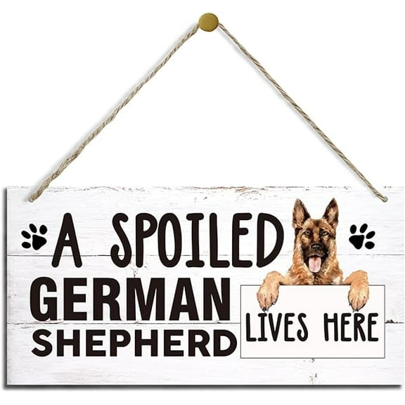 Pet Decor Signs Decorative Wood Hanging Wood Plaque German Shepherd Wood Sign Rustic Door Hanger Wall Decor Art Farmhouse Home Decor Dog Lover Gift A Spoiled German Shepherd Lives Here 6x12 Inch