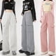thumbnail image 1 of Pantalones de chándal de estilo otoño e invierno para mujer, de estilo callejero, de moda, con múltiples bolsillos, holgados y atados al tobillo, 1 of 5