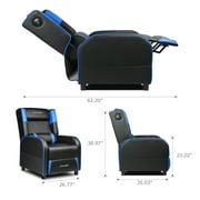 GTRACING Gaming Recliner Chair Bluetooth Speakers Footrest Racing Style Single Living Room Sofa PU Leather Home Theater Seating Massage Lumbar Support, Blue