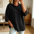 thumbnail image 2 of SUXIAN Women's Hoodies Relaxed Fit Comfy Knit 3/4 Sleeve Soft Lightweight Outerwear Hoodie Women XXXXXL, 2 of 4