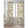 thumbnail image 2 of Daisies Flowers Sheer Curtains 2 Panels Set Spring Summer Idyllic Leaves Linen Texture Lihgt Filtering Rod Pocket Voile Drape, Semi Sheer Window Curtains for Bedroom Living Room, 52"x96", 2 of 5