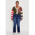 thumbnail image 3 of Womens Plus Size Daisy Color Blocked Striped W Initial Cardigan, 3 of 5