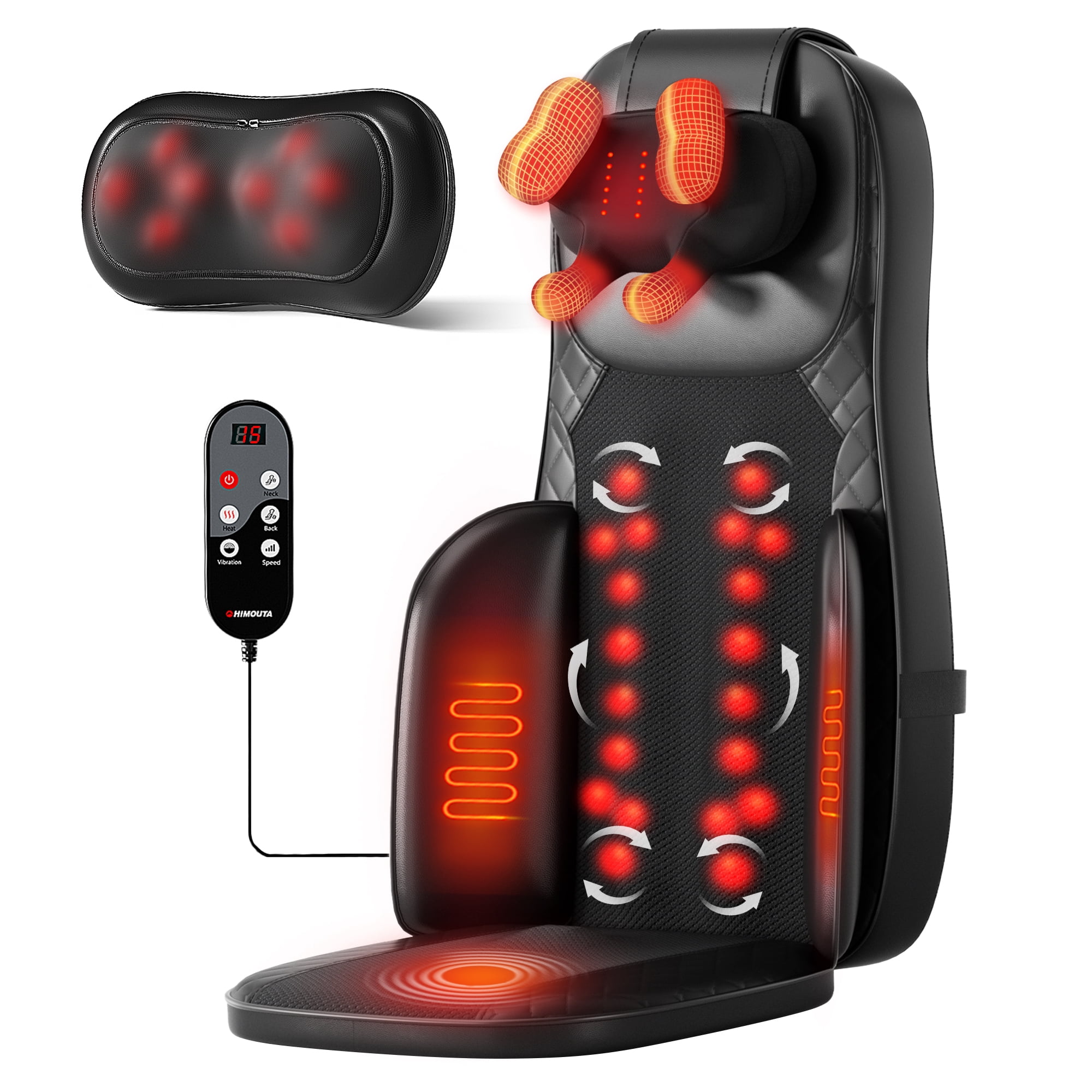 Massage Chair Pad, 3-in-1 Shiatsu Neck and Back Massager Cushion with Heat, Adjustable Height & Intensity, Full Body Massage Pad for Recliner and Sofa, Fathers Day Dad Gifts