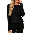 thumbnail image 3 of JYLFC Women Pullover Sweater Crew Neck Loose Fit Lightweight Pullover Black L, 3 of 7