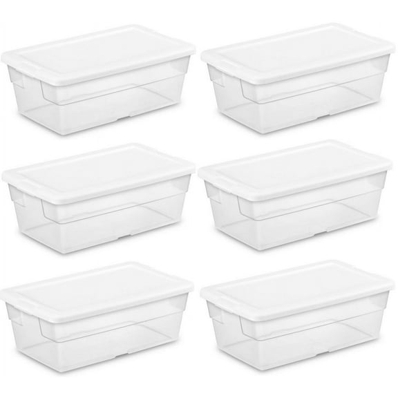 STERILITE 6-Quart Storage Bin Shoe Box - Clear (6)