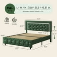 thumbnail image 6 of 4 EVER WINNER Full Bed Frame, Upholstered Platform Bed Frame with Headboard and Footboard, Diamond Headboard and Footboard Design, Green, 6 of 7
