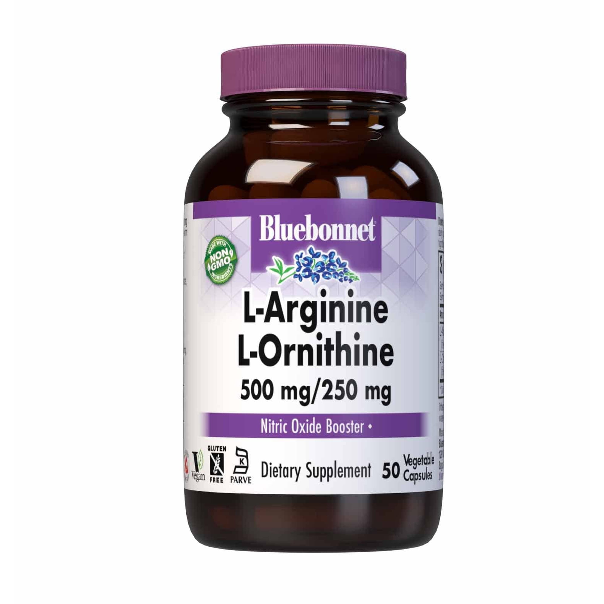 Bluebonnet L-Arginine 500mg/L-Orinithine 250mg, Supports Protein Metabolism*, 50 Days