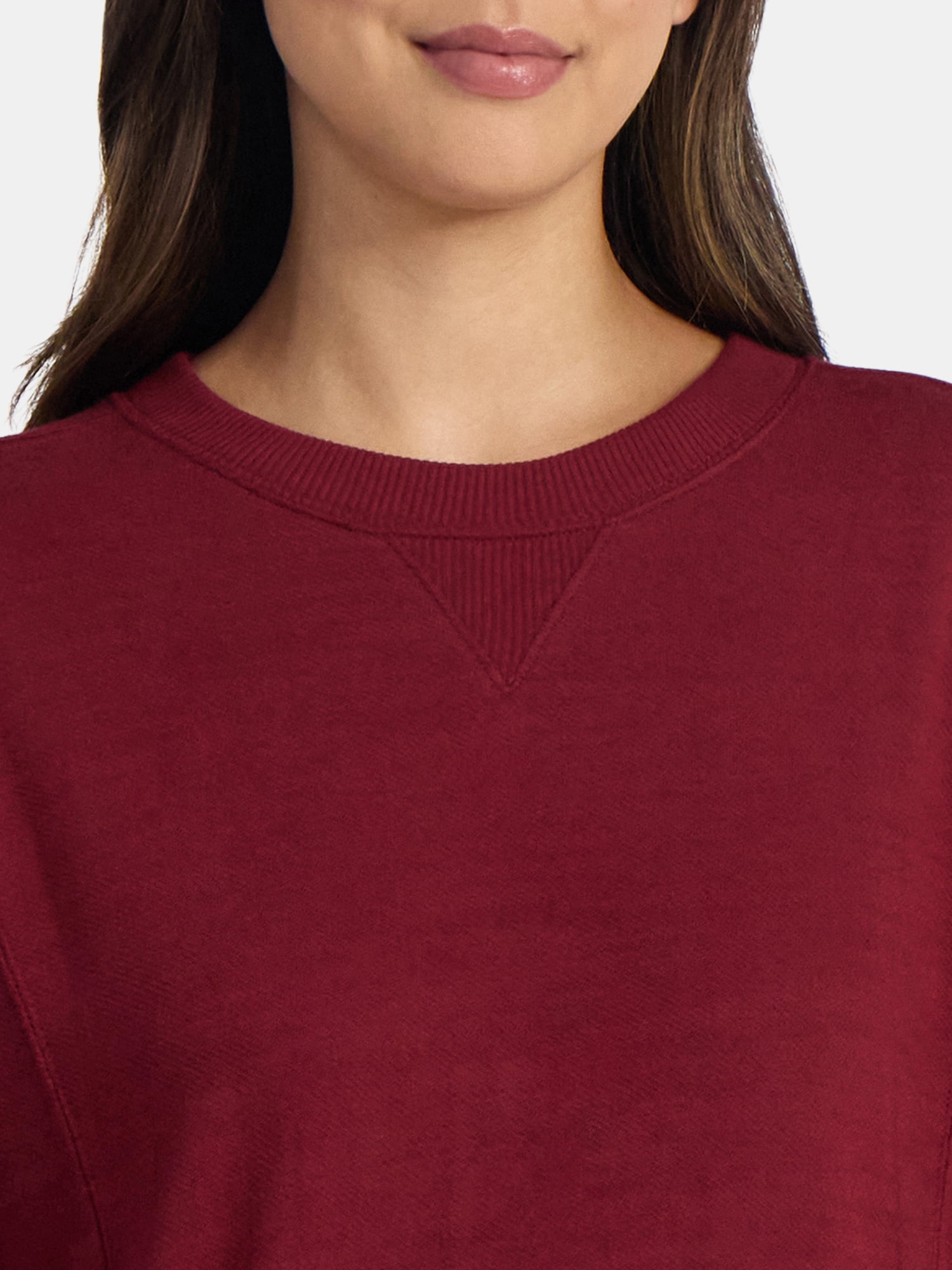 Time and Tru Women’s Ribbed Panel Sweatshirt with Long Sleeves, Sizes XS-XXXL