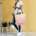 thumbnail image 4 of FORMRS Womens Canvas Tote Bag with Zipper Inner Pocket Shoulder Handbag, Gradient Pink Stars, 4 of 7