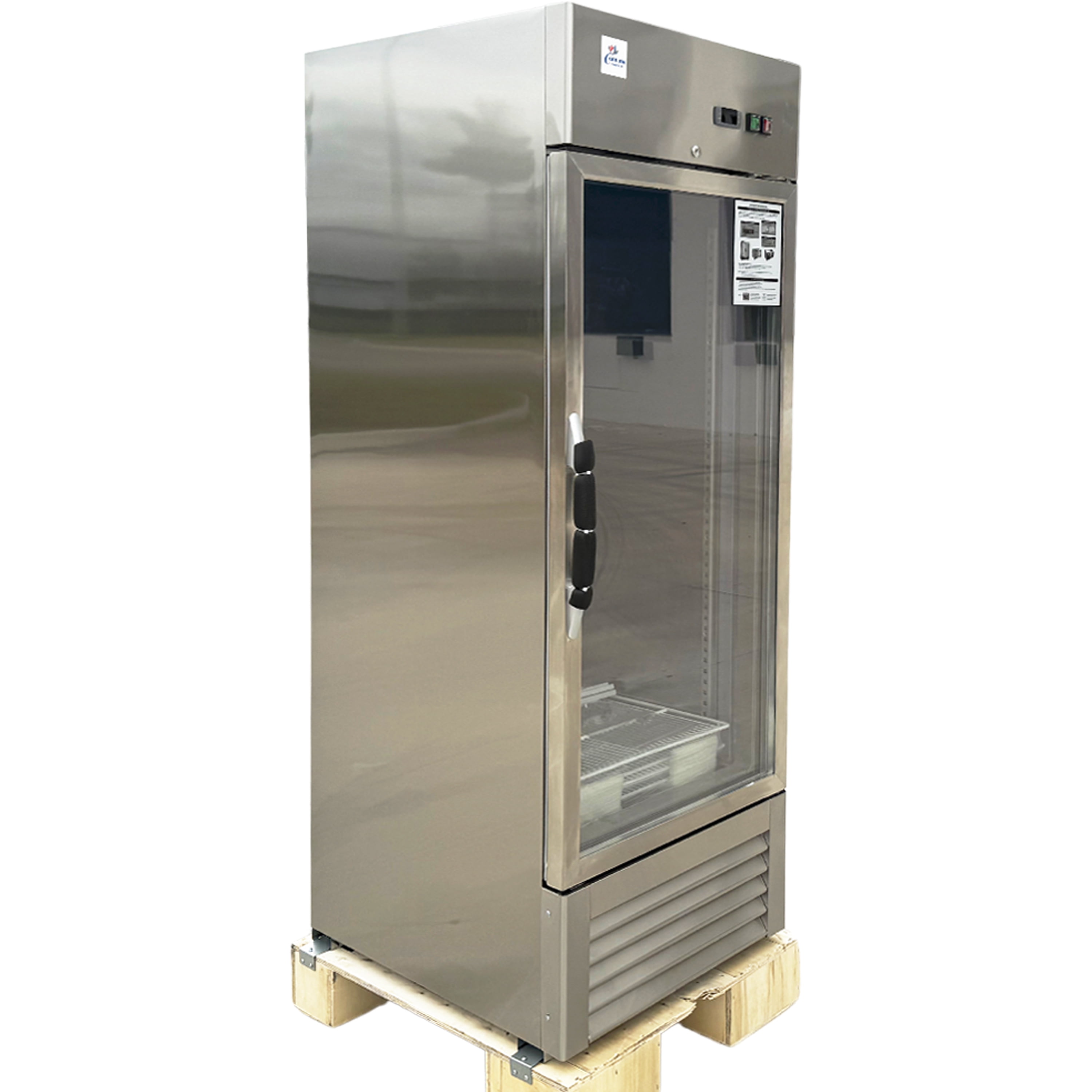 NSF 27''W Glass Door Refrigerator, 20 Cu.Ft. Stainless Steel Commercial Refrigerator