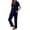 Dark Blue, variant on Weebloom Pajama Women Short Sleeve Button Down Pajama Soft Outfit Long Pants Cozy Two Piece Sleepwear Nightwear Pjs Loungewear White 2Xl