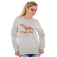 thumbnail image 4 of Haunted Halloween Bat Hanging Out Unisex Plus Fleece Graphic Sweatshirt Brisco Brands 4X, 4 of 5