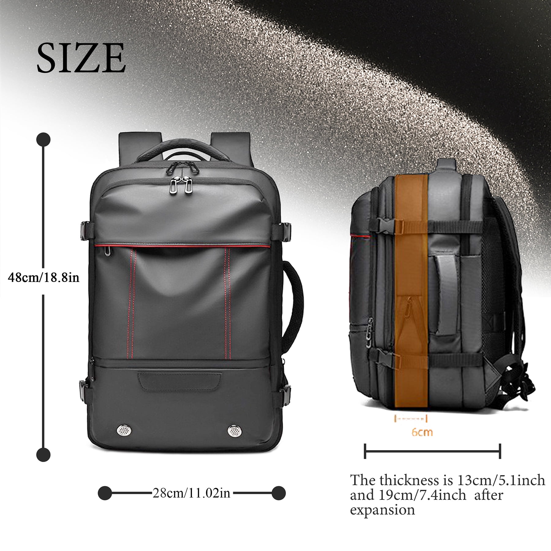 Kahopy Vacuum Backpack for Travel, 60L Expandable Compression Bag with Electric Vacuum Pump, Water Resistant and Anti Theft(Gery-3)