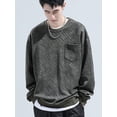 thumbnail image 3 of Sudadera con capucha holgada informal de gran tamaño con cuello redondo y gráfico de paneles de rayas otoñales para hombre, estilo urbano, con bolsillos, estilo Y2K, 3 of 5