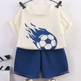 thumbnail image 5 of Letdown Toddler Boys Soccer Print Outfits Crew Neck Short Sleeve Tee Shirts and Solid Color Comfortable Shorts Activewear Two Piece Set Summer Clothes Outfits 3-12 Years Outdoor Wear, 5 of 5
