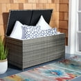 thumbnail image 3 of SAFAVIEH Oliveira Outdoor Patio Cushion Box, Grey Brown/White, 3 of 14