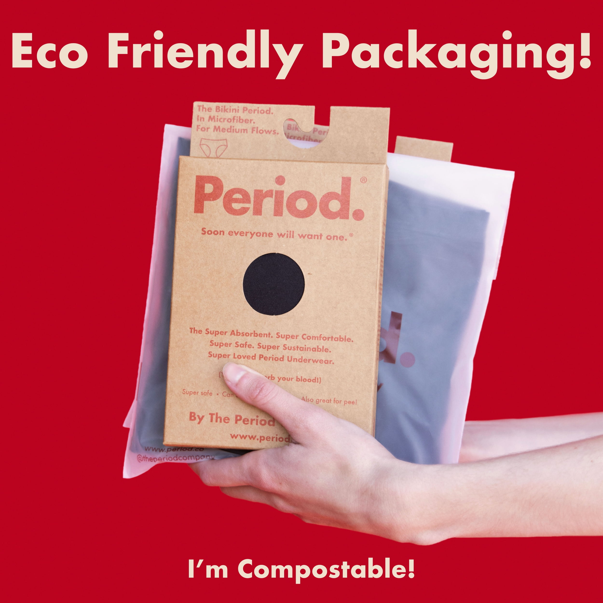 The Period Company. Organic Cotton Extra Coverage High Waisted, Period Underwear for Heavy Flows, Black