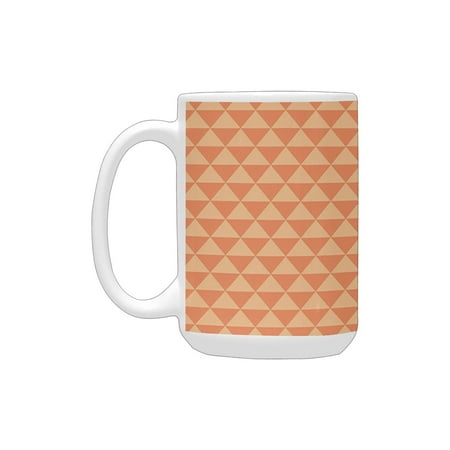 

Orange Different Pastel Colored Triangles Chevron Diagonal Squares Geometric Tiling Orange Pale Oran Ceramic Mug (15 OZ) (Made In USA)