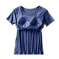 thumbnail image 3 of Fheaev Two Piece Sets For Women Casual Summer Outfits 2 Piece Short Sleeve V-Neck Blouses Top With Chest Pad Shorts Matching Clothing Set Fashion 2024 Trendy Pajamas, 3 of 5