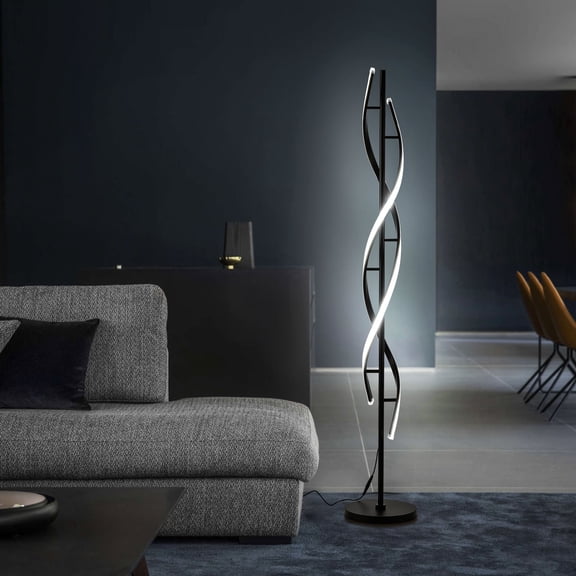 LED Spiral Floor Lamp 60 Inch Modern Floor Lamps Dimmable Black Standing Lamp 34W Contemporary Floor Lamps for Living Room Bedroom Kitchen Office