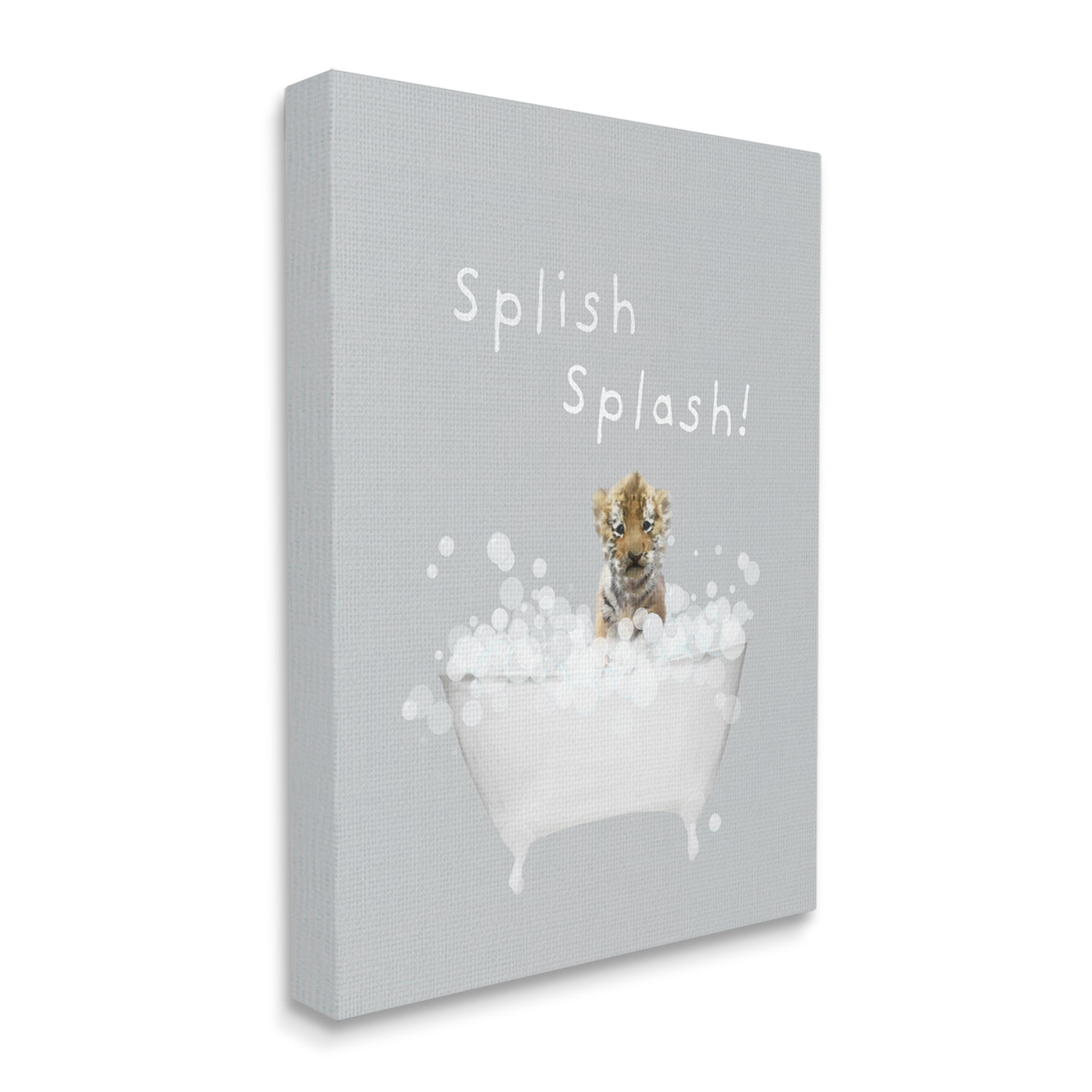 Stupell Industries Splish Splash Baby Tiger Animals & Insects Painting Gallery Wrapped Canvas Art Print Wall Art, 24 x 30