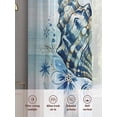 thumbnail image 6 of Summer Conch Sheer Curtains 96 Inch Long 2 Panels, Ocean Underwater Shell Flower Teal White Coastal Light Filtering Rod Pocket Curtains, Sheer Voile Drapes for Living Room Bedroom, 52"x96", 6 of 8