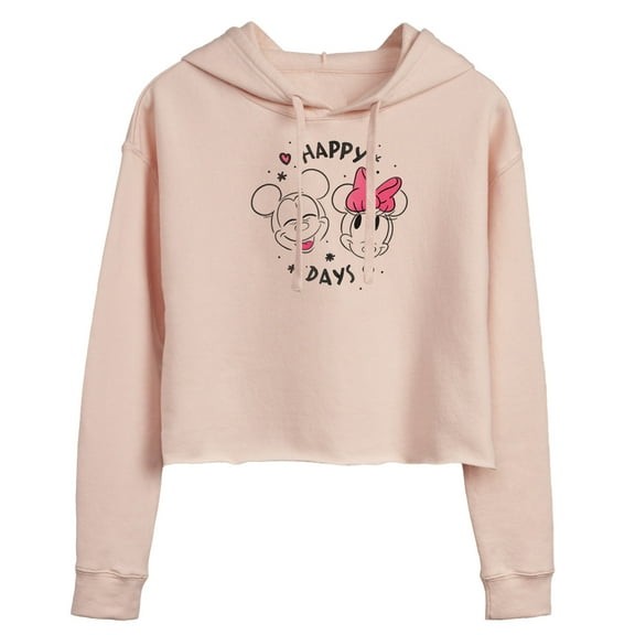 Disney - Mickey Minnie Happy Days - Juniors Cropped Pullover Hoodie