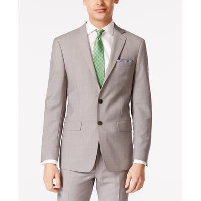 Calvin Klein Mens Slim fit Suit Jacket Blazer 42 S Light Grey Solid Stretch