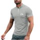 thumbnail image 5 of Blusa y camisa de manga corta con cuello alto para hombre, de verano, de color liso, ajustada, deportiva, con cremallera, de manga corta, con cuello alto., 5 of 5
