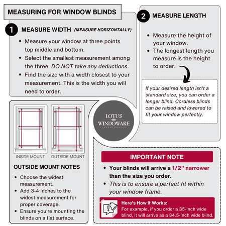 Lotus & Windoware Cordless 2 Faux Wood Room Darkening Horizontal Blind, 34.5 W x 72 L, Bright White, Embossed