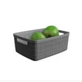 Curver Jute Small Basket, Resin Plastic Storage Bin, Grey Flannel, 4