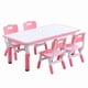 thumbnail image 1 of QinaQin Mesa infantil con 4 sillas y caja de almacenamiento, juego ajustable en altura con cubierta tipo graffiti y patas antiderrapantes para casa o salón, 1 of 6