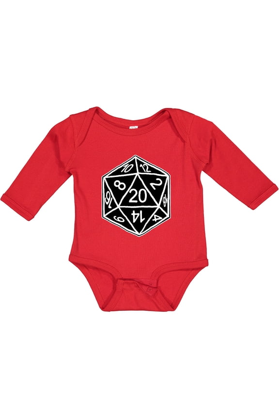 20 Sided Black Dice Boys or Girls Long Sleeve Baby Bodysuit