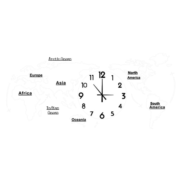 Binwennn Cooking Timers for Kitchen Dog World Map Wall Clock Home Bedroom Wall Personality Wall Clock