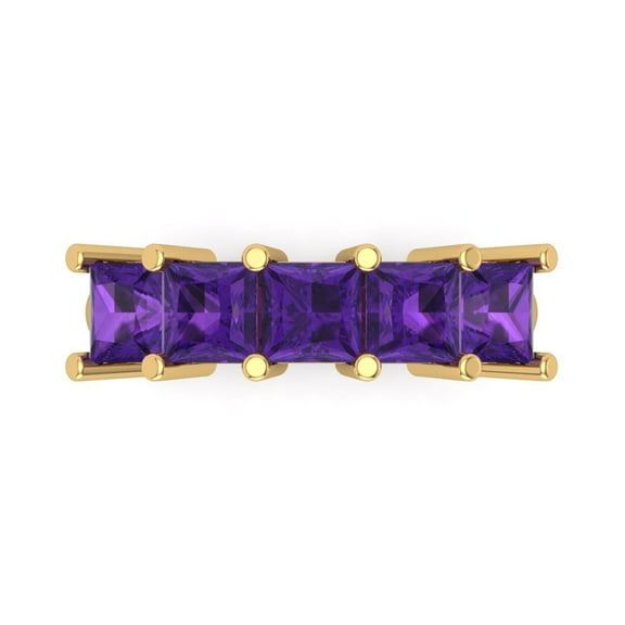 2.5 ctw Wedding Band for Women - 18K Yellow Gold Natural Amethyst Stackable Eternity Ring