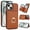 Brown, variant on Wallet Case with Card Holder for iPhone 15 Plus, 360° Rotation Ring Kickstand Magnetic Clasp and Durable Shockproof Cover