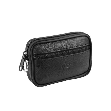 Unique Bargains Women's Imitation Leather Two Compartments Zipped Change Coin Money Purse Bag Black