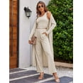 thumbnail image 4 of Ekouaer Women's Pajama Sets 3 Piece Lounge Set Long Sleeve Cardigan Sleeveless Top Pants Sweatsuit, 4 of 6