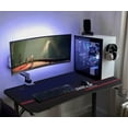 thumbnail image 3 of Vineego 43-inch Gaming Desk T-Shaped Legs Carbon Fiber Surface PC Laptop Racing Computer Table with Cup Holder & Headphone Hook (Black), 3 of 7