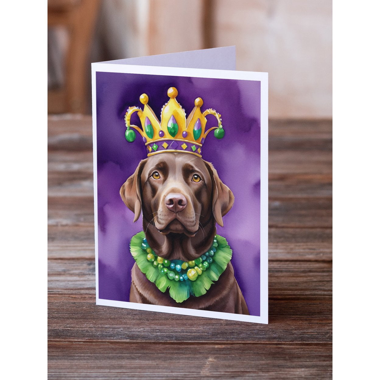 Labrador Retriever King of Mardi Gras Greeting Cards Pack of 8 7 in x 5 in