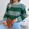 thumbnail image 5 of hotojiny Womens Fall Sweaters Fashion Striped Crew Neck Knit Pullover Casual Loose Long Sleeve Tops Streetwear S-L, 5 of 7