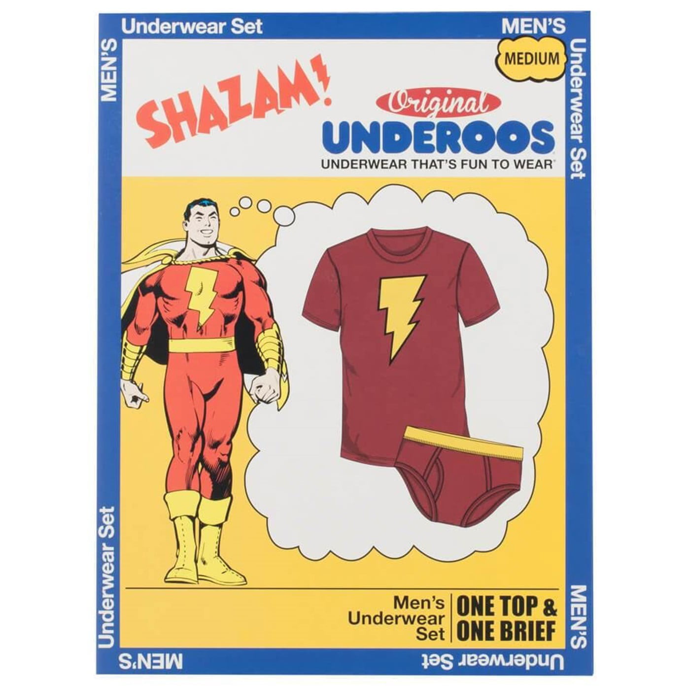 Underoos Mens Red Shazam T-Shirt Underwear Briefs Sleep Set X-Large 