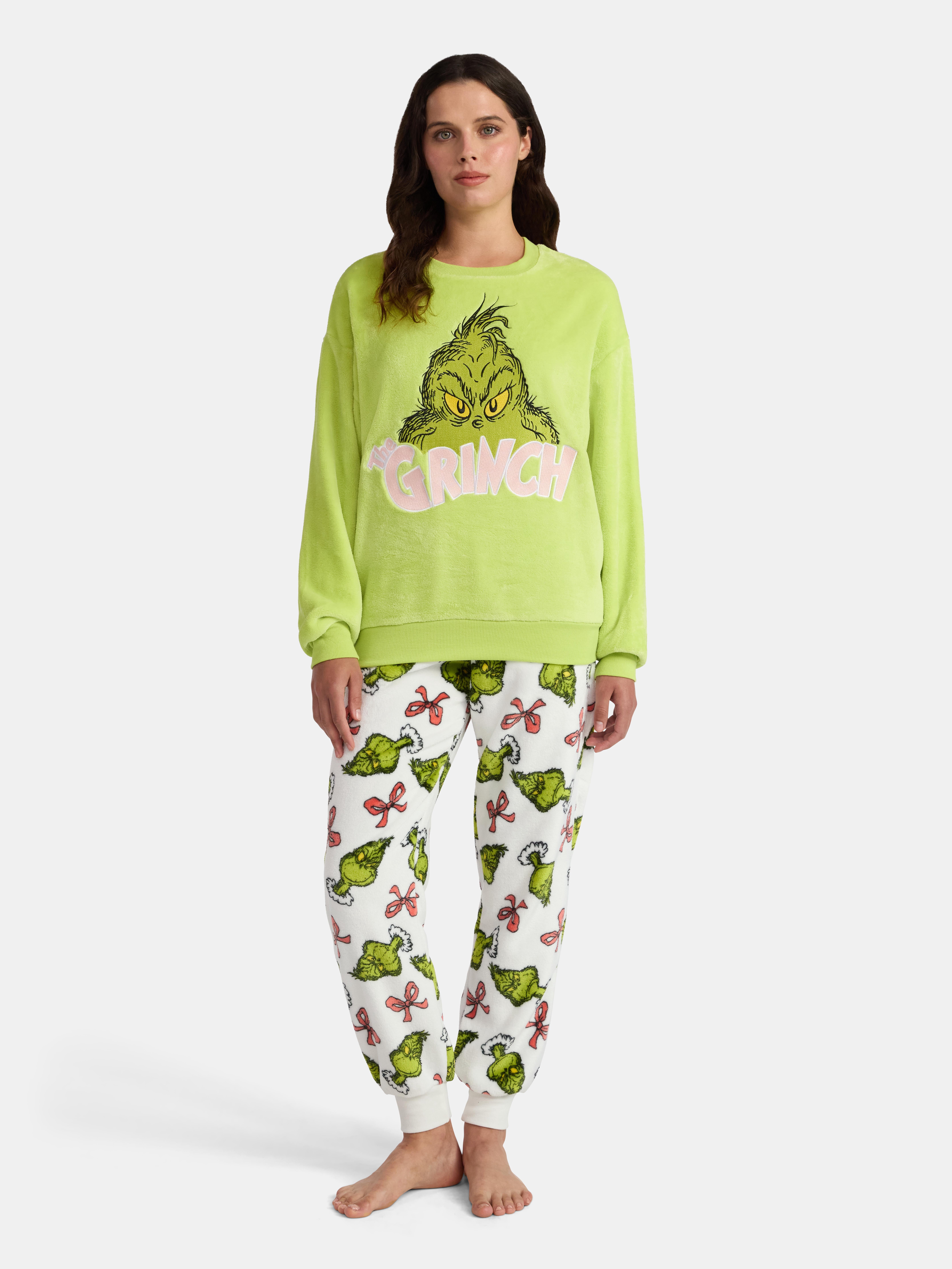Dr. Seuss The Grinch Women's Plush Graphic Sweatshirt with Long Sleeves, Sizes XXS-XXL