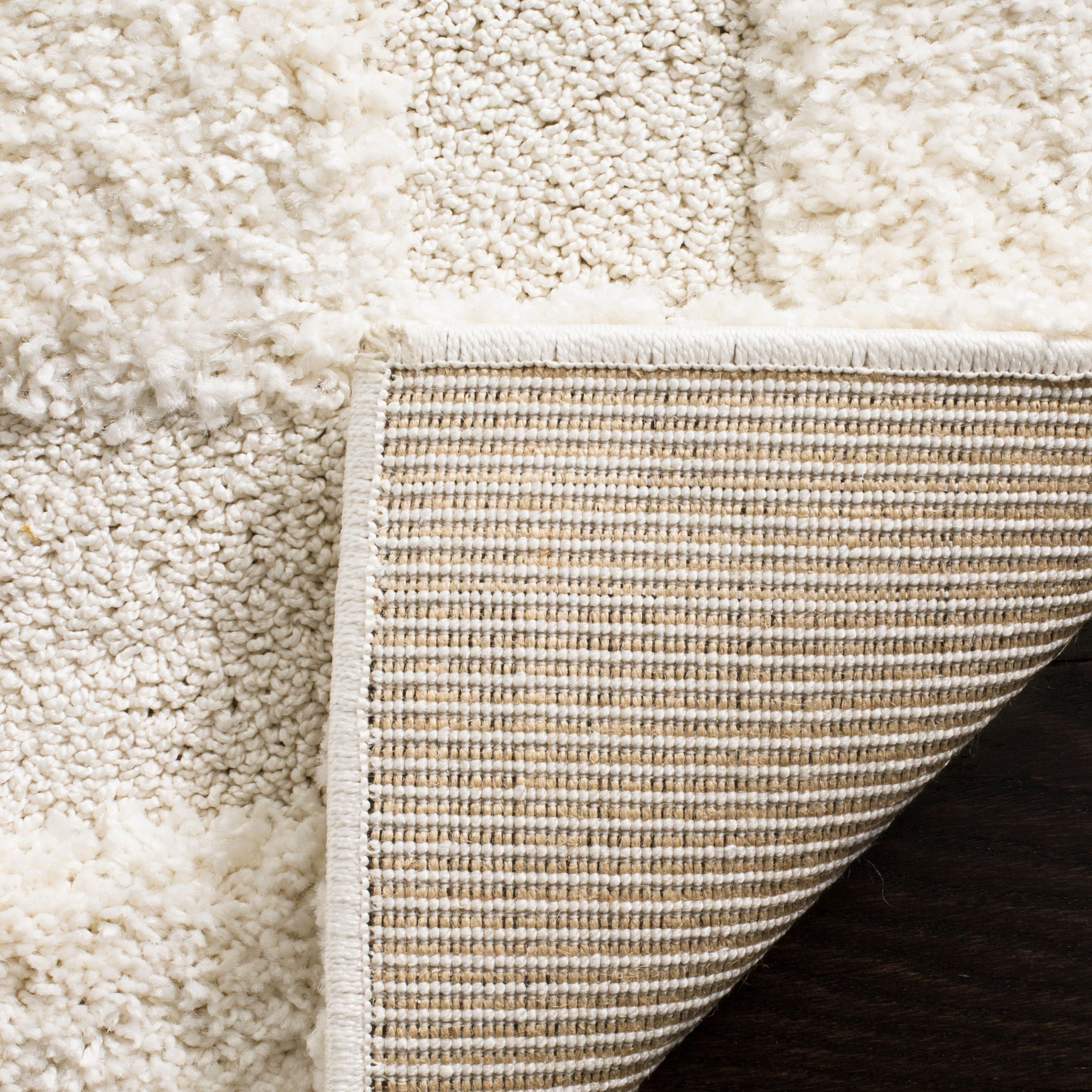 SAFAVIEH Florida Mason Bordered Shag Area Rug, Cream, 8' x 10'