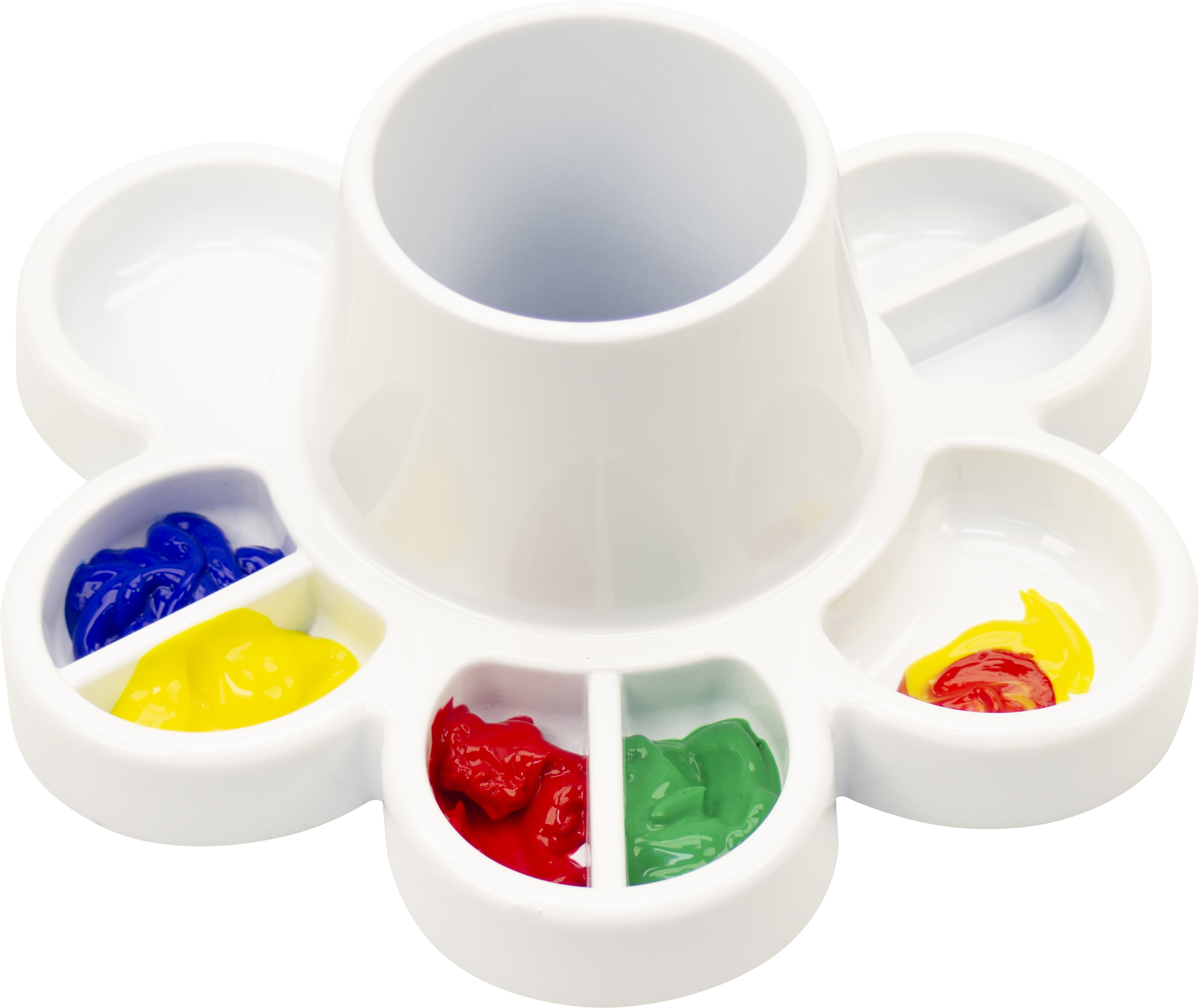 Storex 8-Well Paint Pallette with Built-In Water Cup, White, 6-Pack