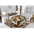 thumbnail image 4 of Cowhide Bedding Set Brown Highland Cow Print Quilt,Western Comforter Set Full Exotic Aztec Duvet Insert,Farmhouse Wild Animals Longhorn Skin Room Decor,Cowboys Gifts for Men, 4 of 5