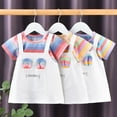 thumbnail image 5 of Esaierr Kids Baby Girls Summer Stripe Dresses Suspender Skirt Baby Girls Spring Fall Short Sleeve Dress Casual Little Girls Crewneck Pullover Dress Clothes for 1-5Years Old, 5 of 8