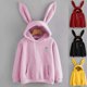 thumbnail image 3 of Sudadera para mujer, sudadera Evansamp con capucha de conejo con orejas largas, de algodón, lisa, tipo jersey, de forro polar, para adolescentes., 3 of 5