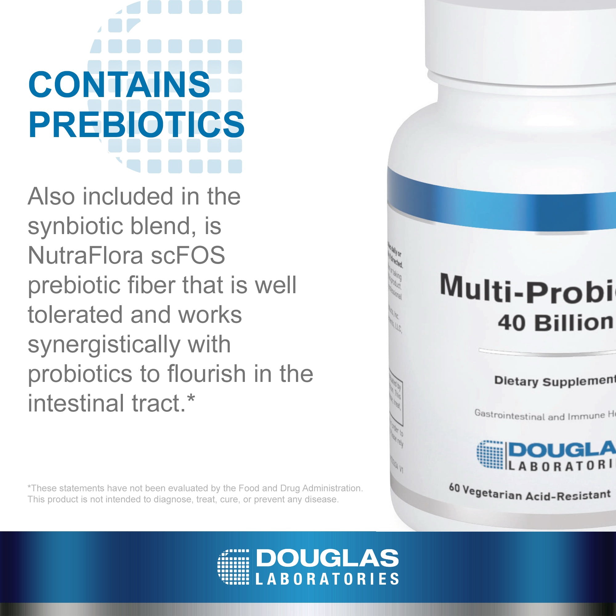 Douglas Laboratories Multi-Probiotic 40 Billion | Provides Probiotics and Prebiotics to Support Gut Microflora and Immunity* | 60 Vegetarian Acid-Resistant Capsules