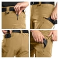 thumbnail image 6 of Domuza Cargo Pants for Men Thermal Fleece Lined Work Pants Outdoor Snow Ski Insulated Hiking Trousers Khaki L, 6 of 7